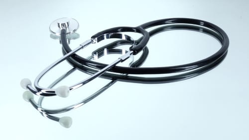 Stethoscope on Reflective Surface for Medical Use