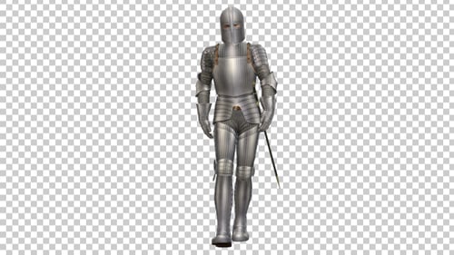3D Animated Knight Walking Forward in Full Armor