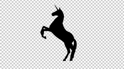 Black Unicorn Silhouette Rearing Up Animation