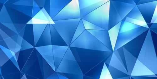 Abstract Blue Geometric Crystal Facets Background Loop