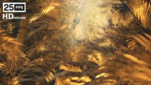 Elegant Golden Palm Fronds Motion Background