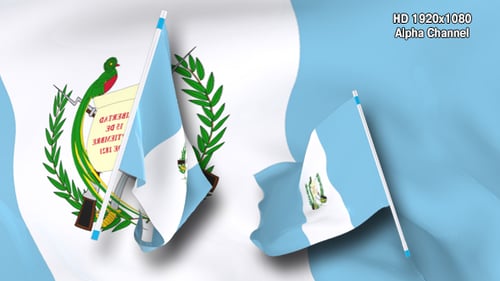 Waving Flag of Guatemala with Transparent Background