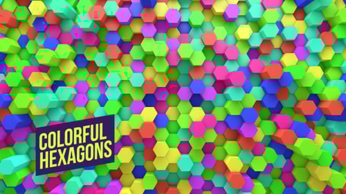 Vibrant Colorful Hexagons Pulsating 3D Abstract Background Loop