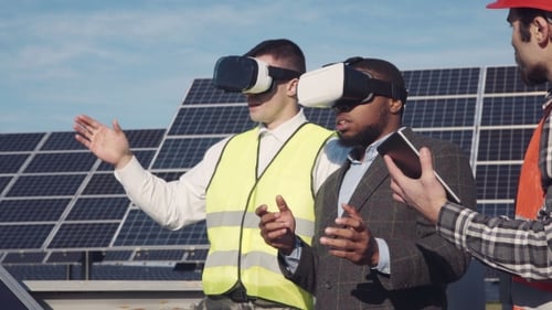 Engineers Exploring Solar Farm with VR Technology