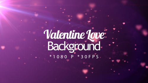 Glowing Romantic Hearts Particle Loop Background