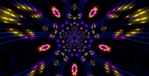 Abstract Psychedelic Glowing Light Tunnel Kaleidoscope Background
