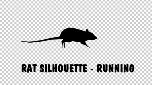 Running Rat Silhouette Animation on Transparent Background