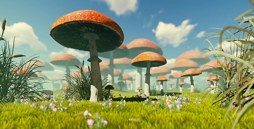 Mushrooms In The Meadow