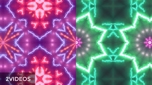 Abstract Glowing Geometric Neon Kaleidoscope Loop