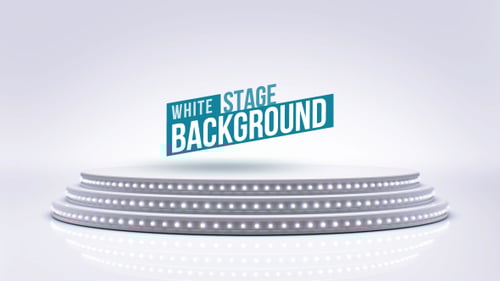 Modern White Stage Podium Logo Reveal with Twinkling Lights