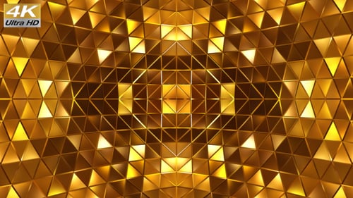 Shimmering Golden Geometric Triangle Abstract Pattern Looping Background