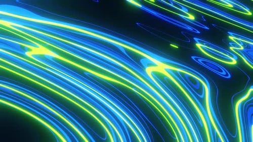 Waves Of The Blue Neon And Green Lines Background Vj Loop HD