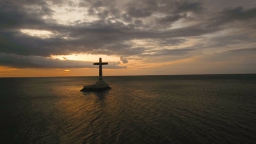 Catholic Cross in the Sea.