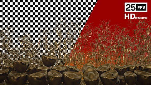 Animated Golden Ingots and Bamboo for Lunar New Year Prosperity