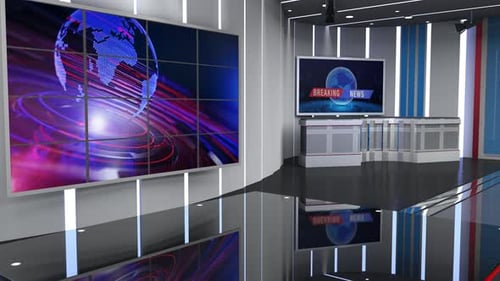 Virtual News Studio Set Green Screen Background Loop 4k