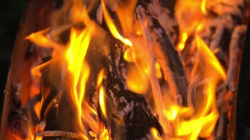 Charcoal and Fire Flame Close-up