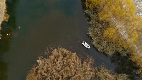 Fishing Boat Autumn On Lake