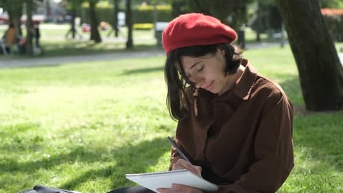 Woman Making Art With Canvas