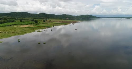 Aerial view of Beautiful Landscape of swamp and fields