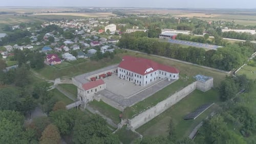 Aerial view of a fortress and a castle