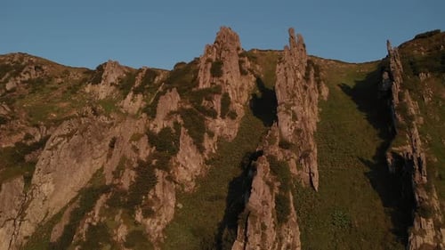 Rocky Cliffs on Mountain Slope