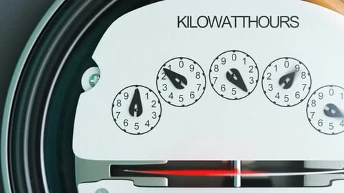 Analog electricity meter showing household consumption. power watt energy KWh