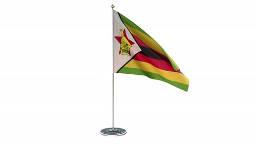 Zimbabwe National Flag Waving on White Background