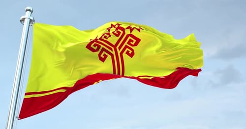 Realistic Waving Flag Animation with Ornamental Tree Symbol