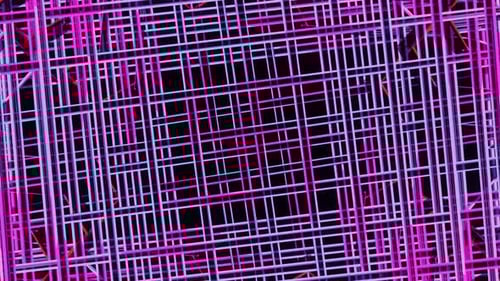 Abstract Neon Grid Pattern Animated Background