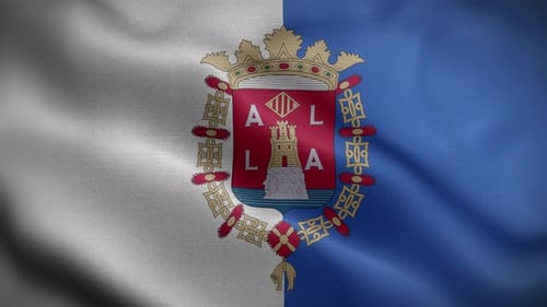 Alicante Province Flag Waving with Coat of Arms