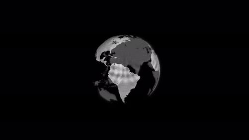 Rotating Digital Earth Globe Animation with Dotted Continents