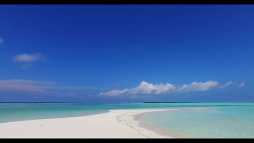 Aerial above sky of exotic resort beach trip by blue sea and white sand background of a dayout near