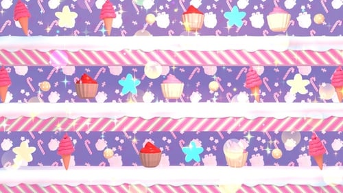 Sweet Pastel Candy and Cupcakes Looping Background