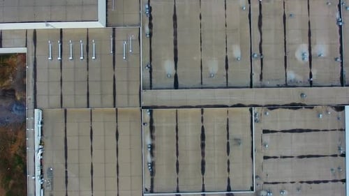 View from above on very big modern factory. Up to date production zone.