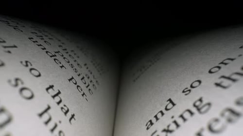 Close Up of an Open Book with Text