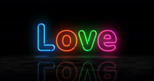 Love Neon Sign Text Reveal Animation