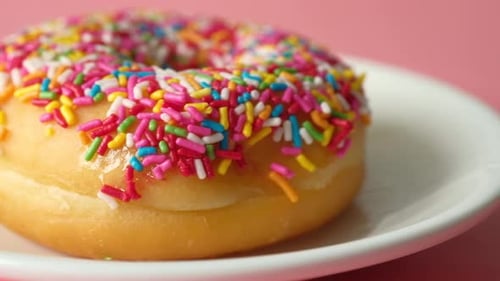 Chocolate Donuts on Plate with Copy Space