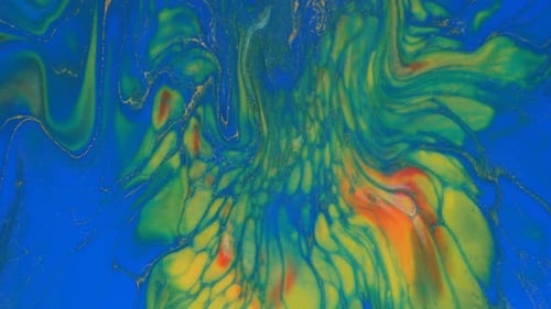 Colorful Swirling Abstract Background with Gold Accents