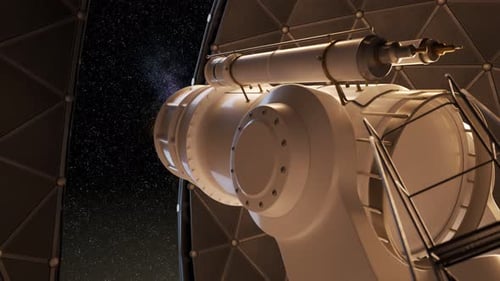 Observatory Telescope Reveals Night Sky and Milky Way