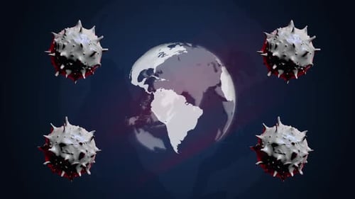 Tierra rodeada de la bacteria coronavirus Covid-19