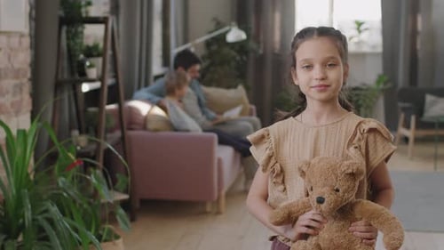 Portrait Of Girl With Teddy Bear