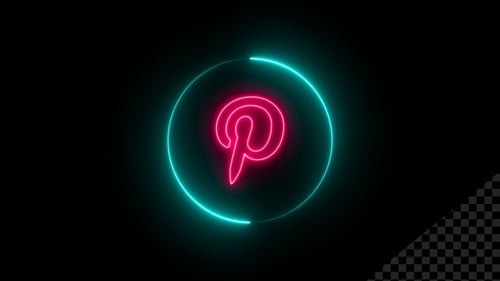 Animated Glowing Neon Pinterest Social Media Logo Reveal
