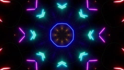 Multi Colored Light Beam Kaleidoscope Vj Background Loop 4K 04