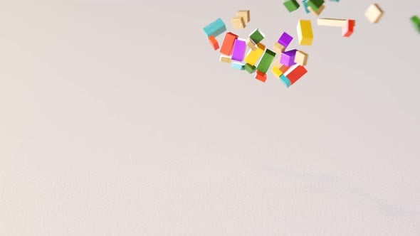 Colorful wooden blocks gradually laid down into a perfect house form ...