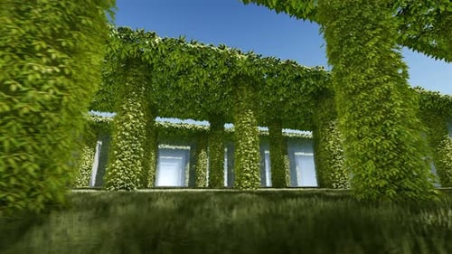 Lush Green Garden Peristyle Walkthrough Animation