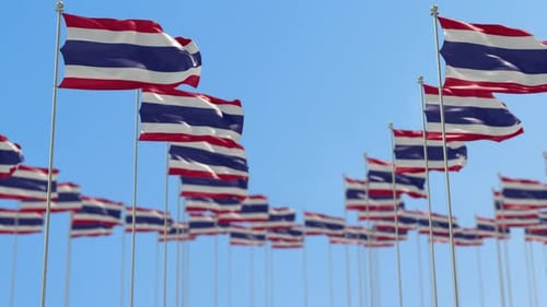 Thailand Row Of National flags Walk Throw Animation