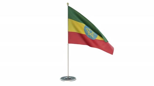 Ethiopia Flag Waving on Desk Pole Animation