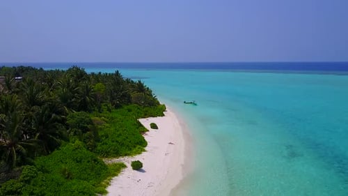 Aerial drone sky of coast beach by blue sea and sand background
