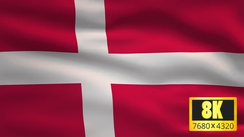 Waving Danish Flag Seamless Loop Animation