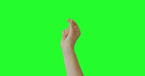 Isolated Woman Hand Snapping Fingers Sign Symbol. Green Screen Compositing, Pack of Gestures